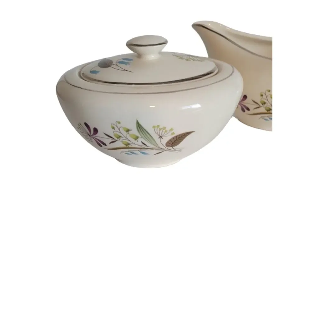 Edwin Knowles Porcelain 'Botany' Creamer and Sugar Set